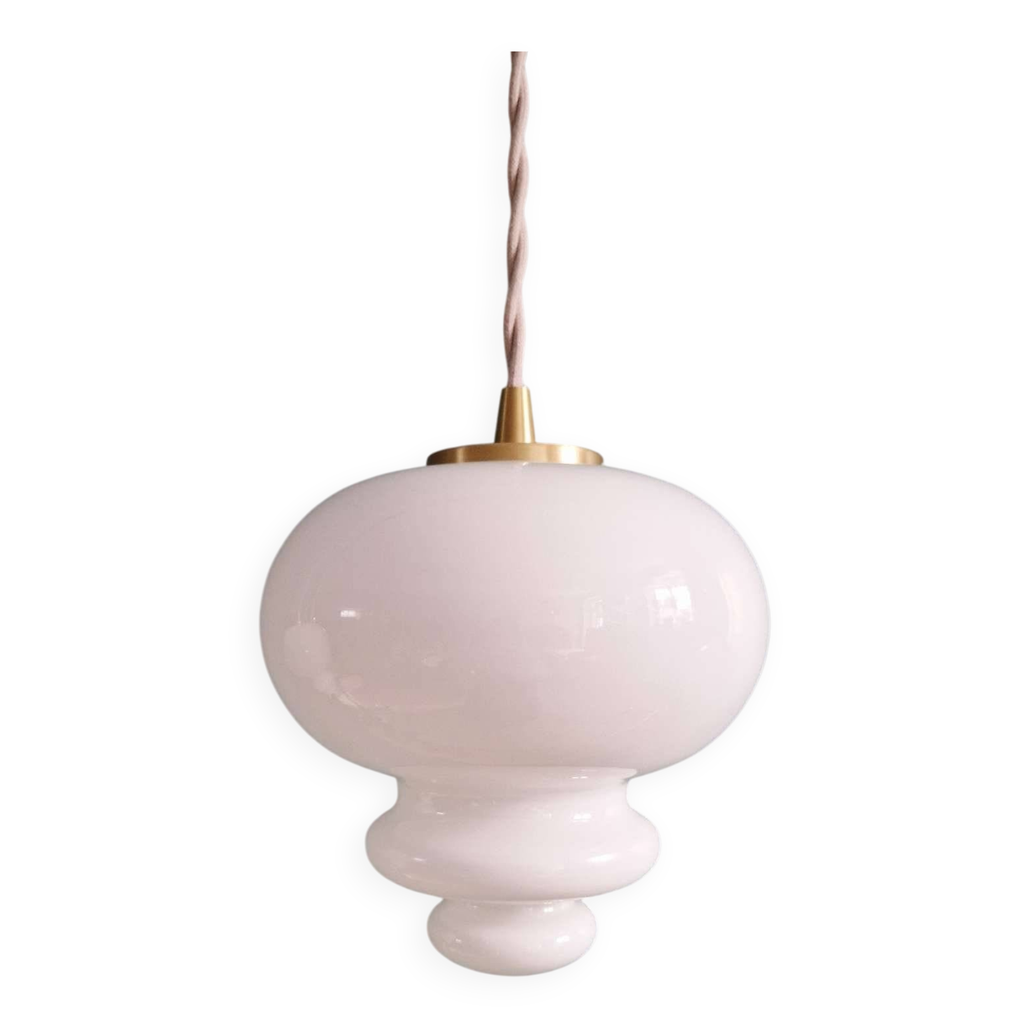 Scandinavian pendant light in white opaline (2 available), 1960