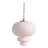 Scandinavian pendant light in white opaline (2 available), 1960