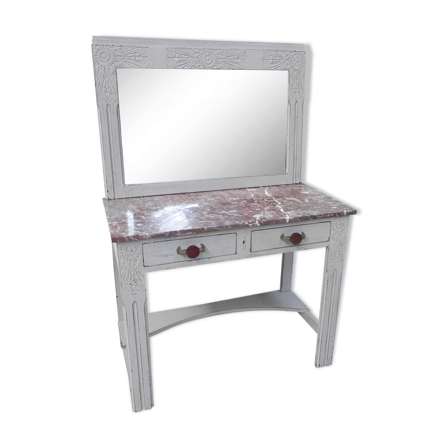 Art Deco table with 2 drawers and mirror, side table