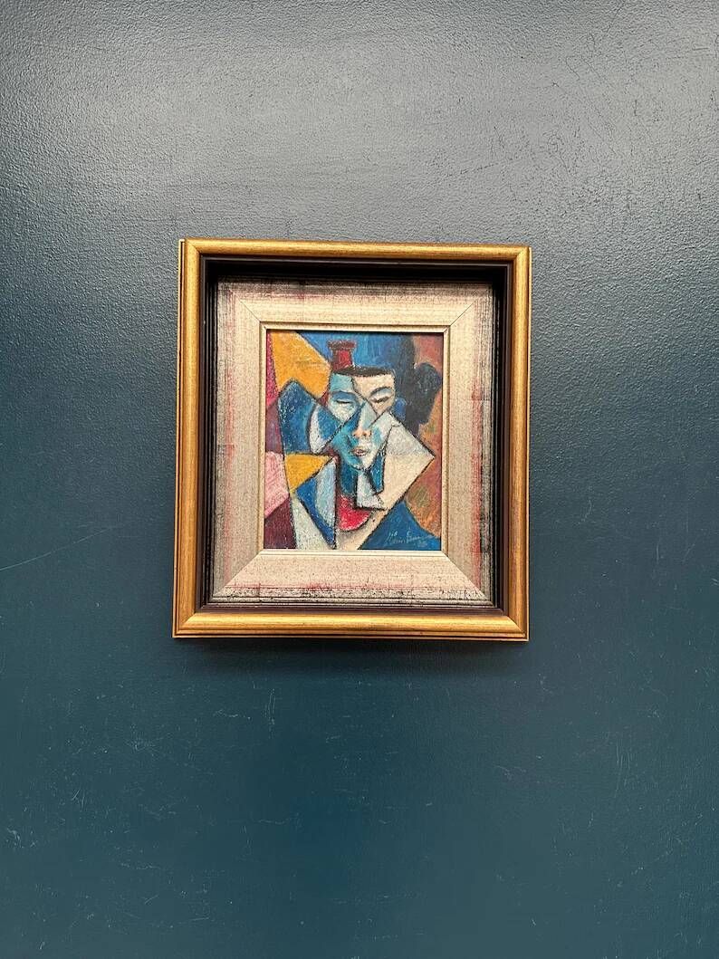 Original Finnish Oil on Panel – “Face” by Christian Immonen – Signed – Dated 1990 – Vintage & Framed