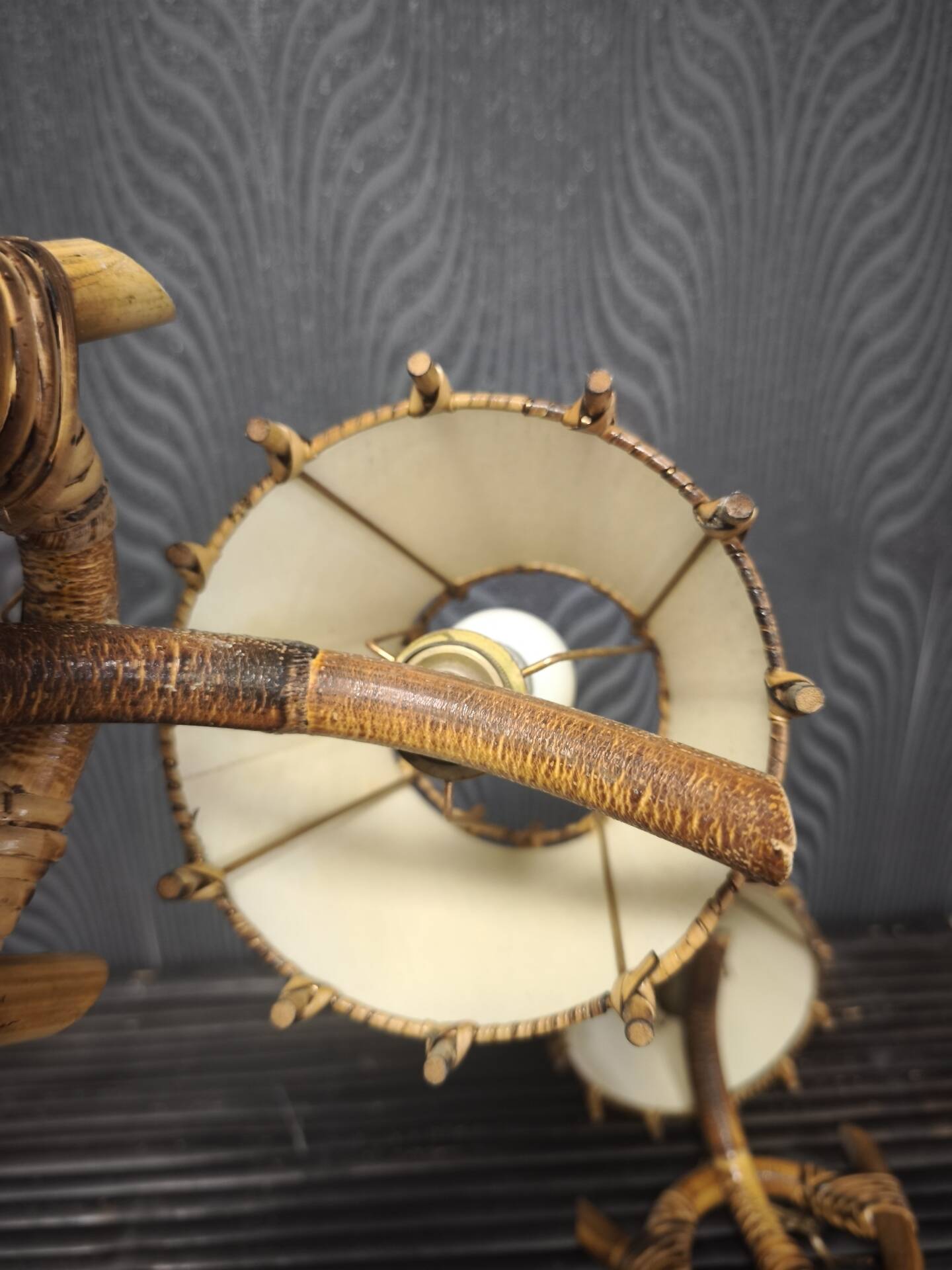 Pair of wall sconces in rattan
