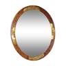 Miroir ovale Art déco encadrement bois stuc doré finition orme 56x46 cm SB238
