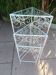 3 nesting tables in white wrought iron. Beveled glass.