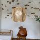 Vintage Scandinavian hanging wire Rafia and wood