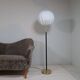 Mid-century black leather and brass floor lamp by Falkenbergs Belysning, Sweden, 1960s.