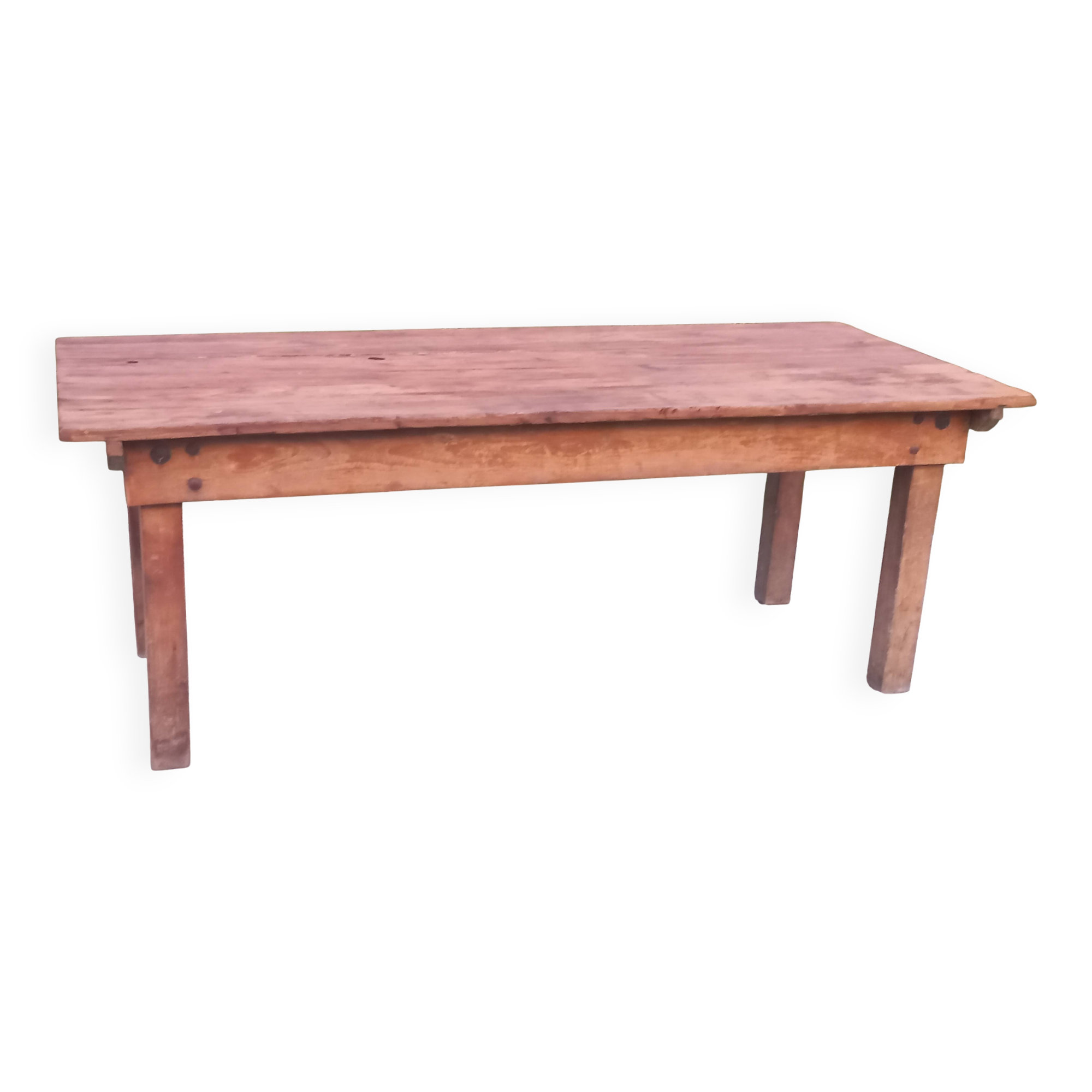 Brutalist farmhouse table Antique wooden workshop table 200cm