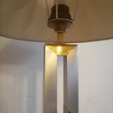 Modernist lamp. Brushed steel and brass.