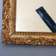 Old frame 33x26 foliage 29x22 cm wood gilded stucco gold leaf +glass SB158