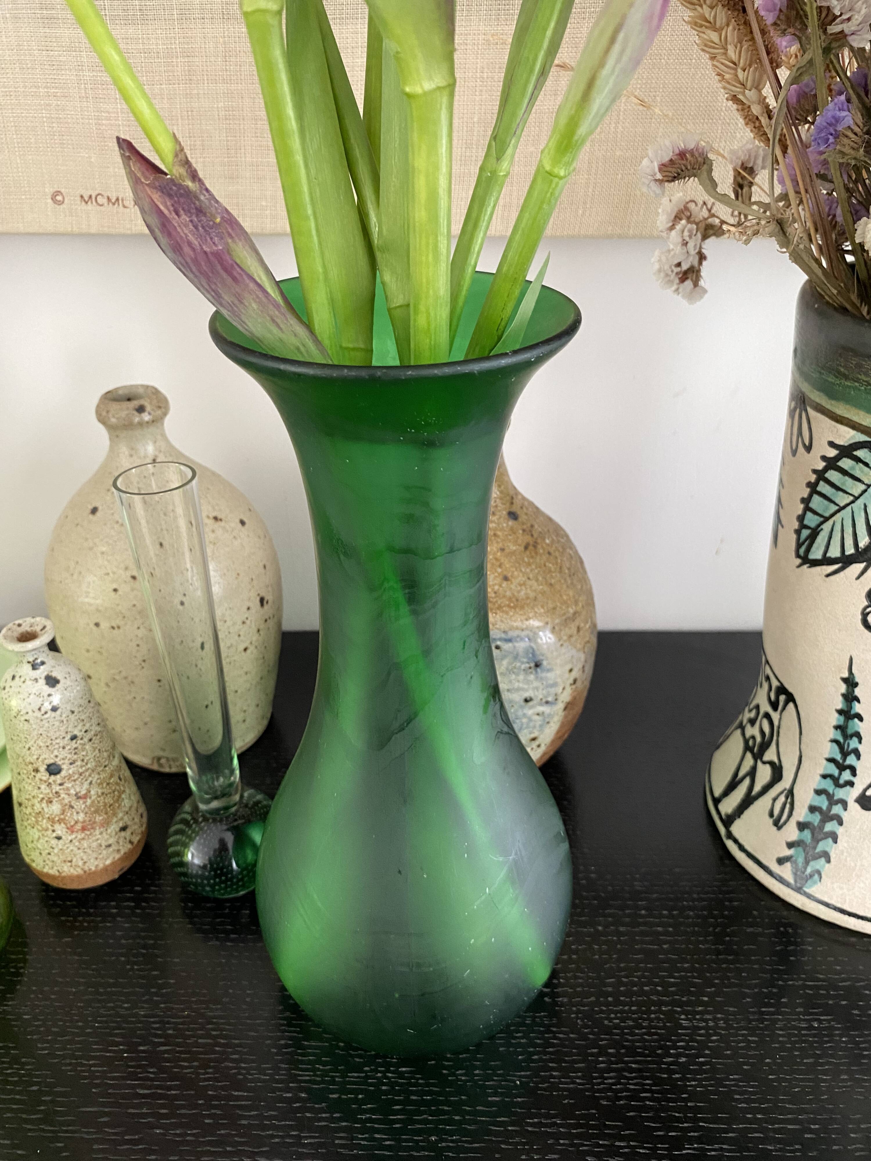 Green glass vase