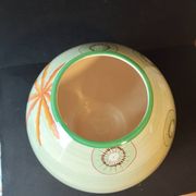 Lunéville France round vase – kiwi & leaf decoration – soft green vintage
