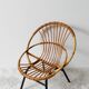Children's rattan basket armchair, metal legs