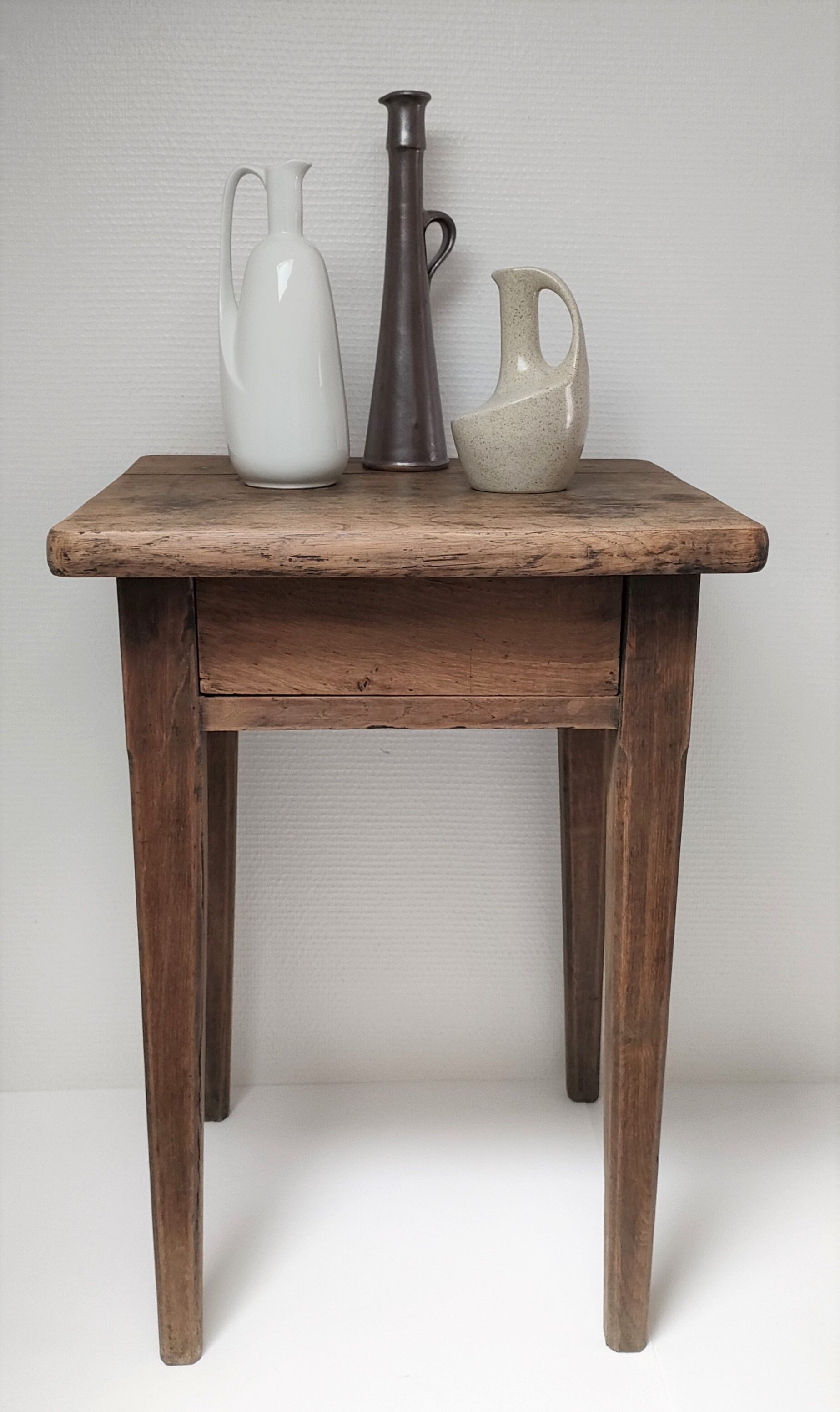 Bedside table solid oak patinated early twentieth century