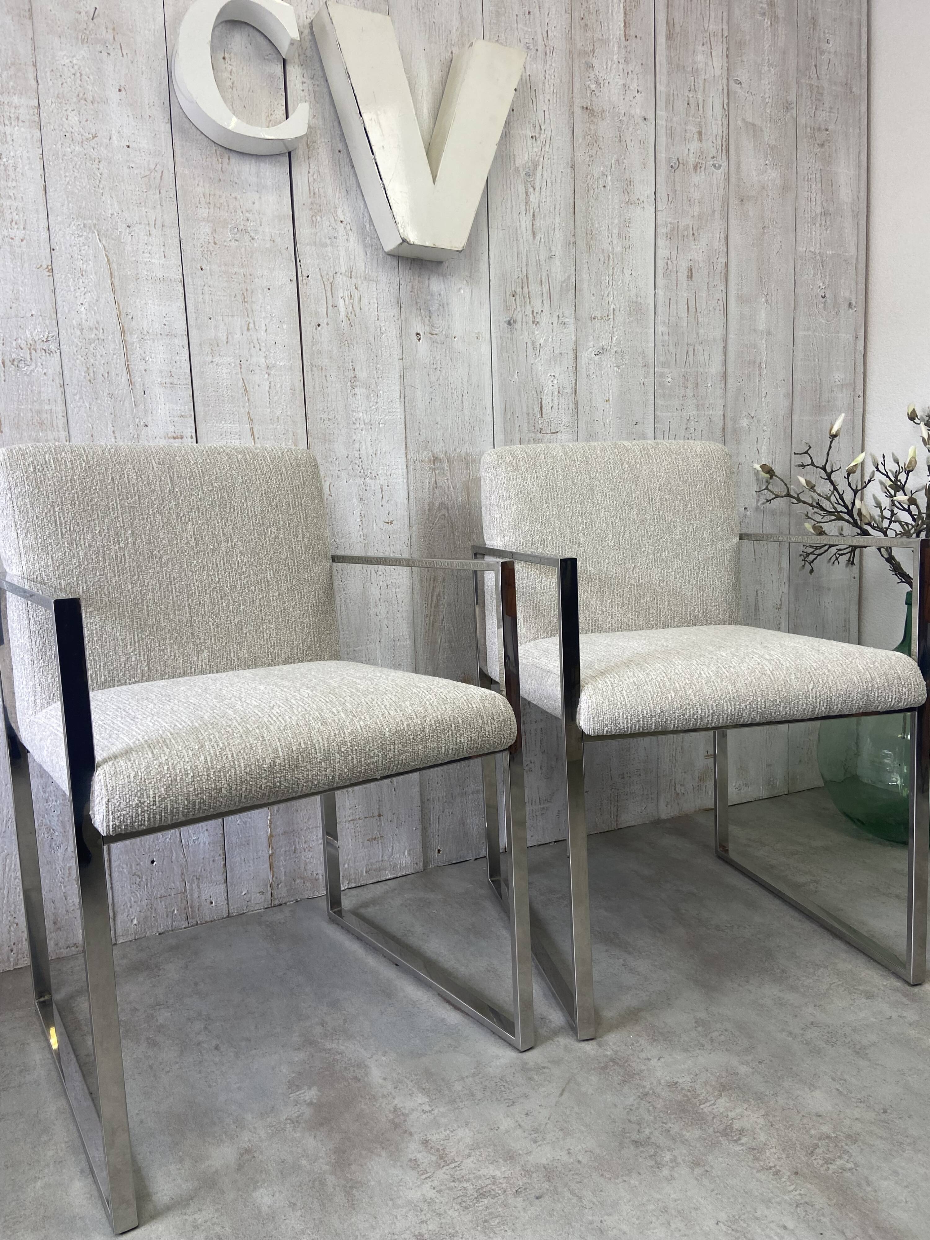 Pair of stainless steel armchairs from the 70s