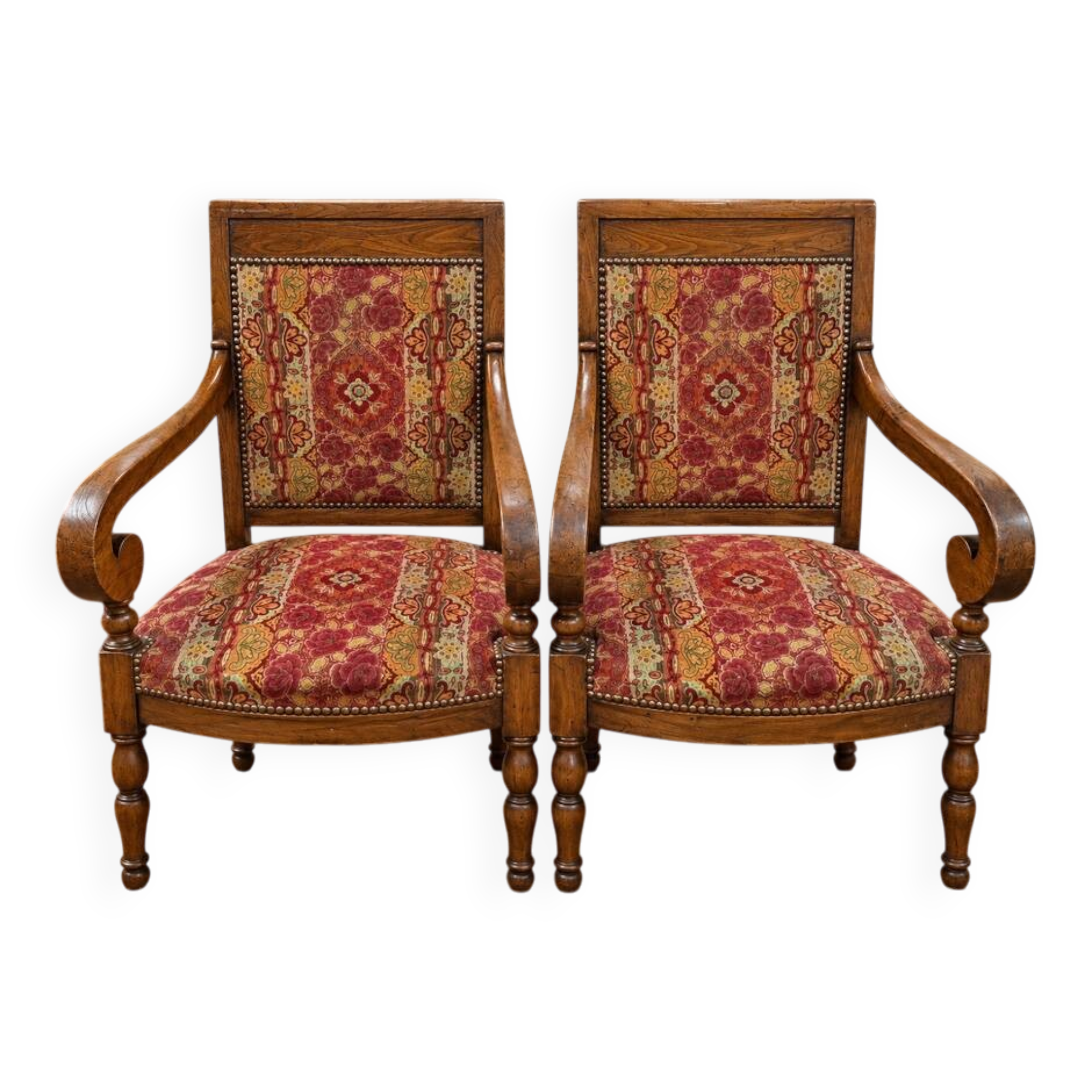 Pair of walnut armchairs – Restoration/Charles X period – 19th century