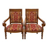 Paire de fauteuils en noyer – Époque Restauration / Charles X – XIXe siècle