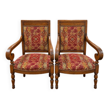 Paire de fauteuils en noyer – Époque Restauration / Charles X – XIXe siècle