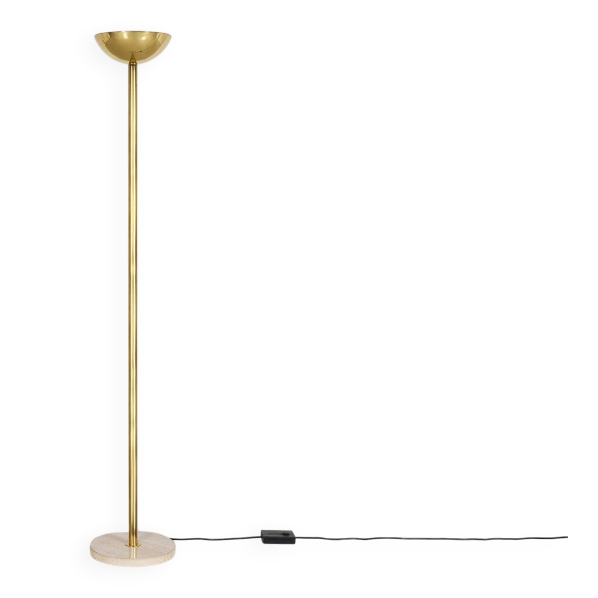 Brass and Burgundy stone floor lamp circa 1970