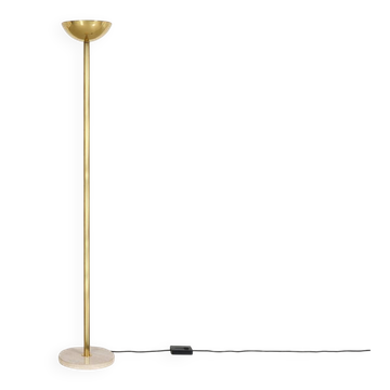 Brass and Burgundy stone floor lamp circa 1970