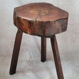 Wooden tripod stool wabi sabi trunk
