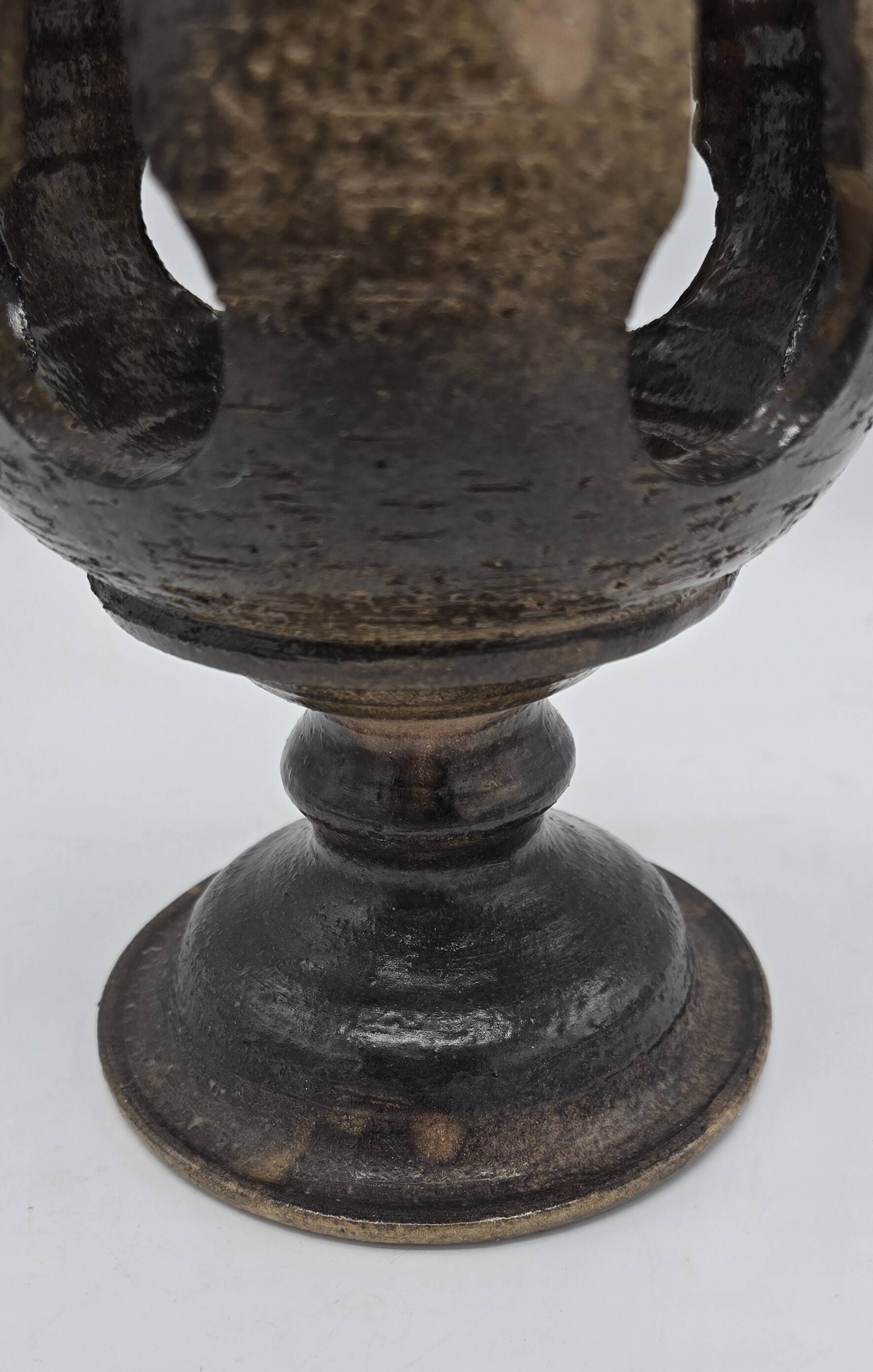 Jean Marais (1913-1998) — Photophore balustre en terre cuite émaillée noir