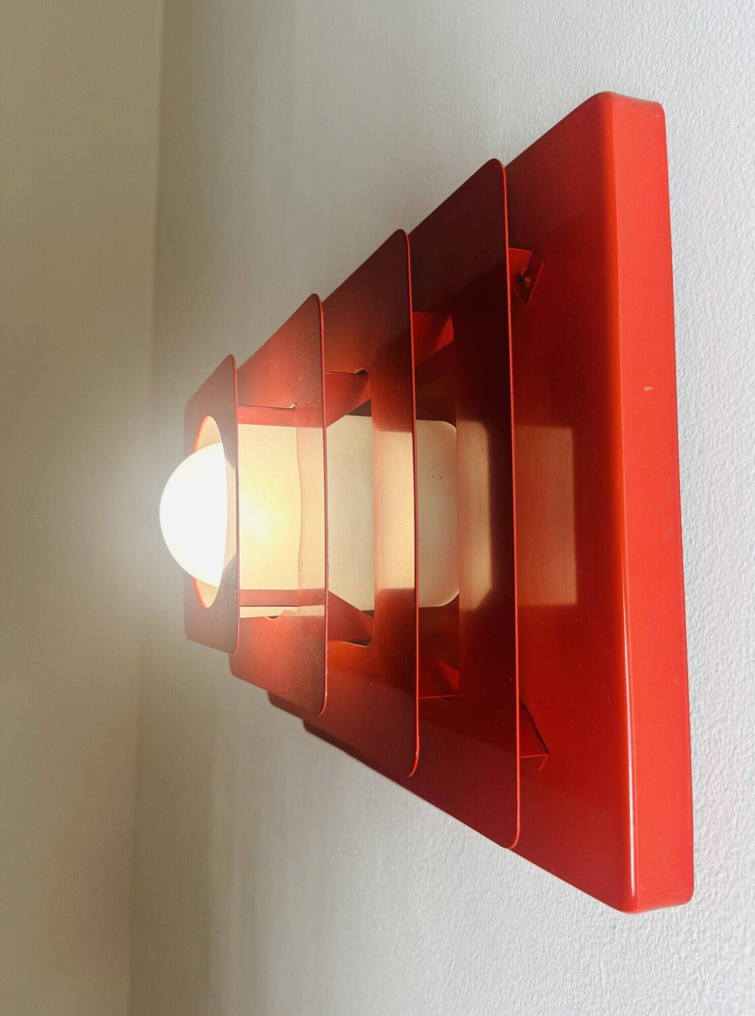 Multi-Layered Pyramid Wall Lamp In Red By Hustadt Leuchten, Germany 1970S