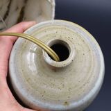 Pair of bedside lamps in stoneware and wool lampshades - Vintage around 1970