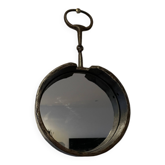 Brutalist wrought iron mirror.