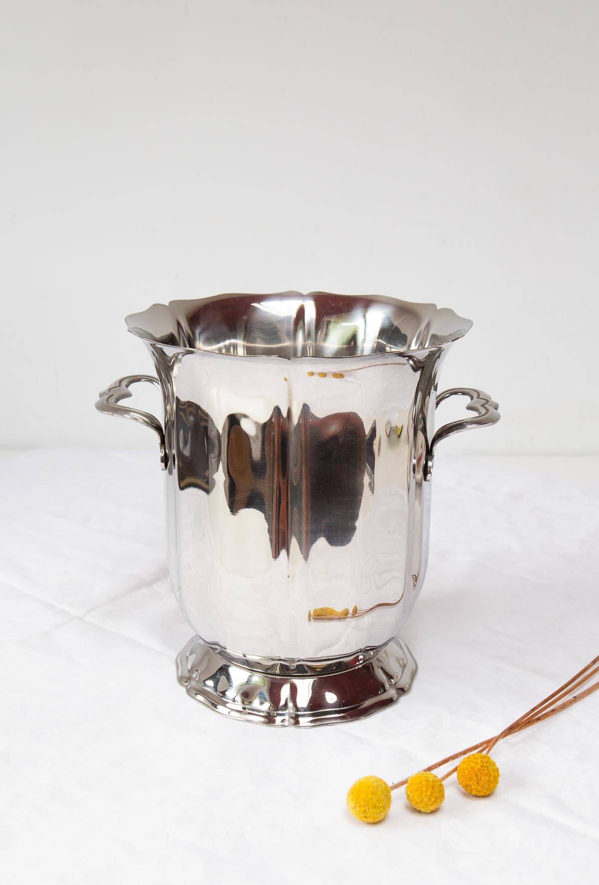 Guy Degrenne stainless steel champagne bucket c. 1980s