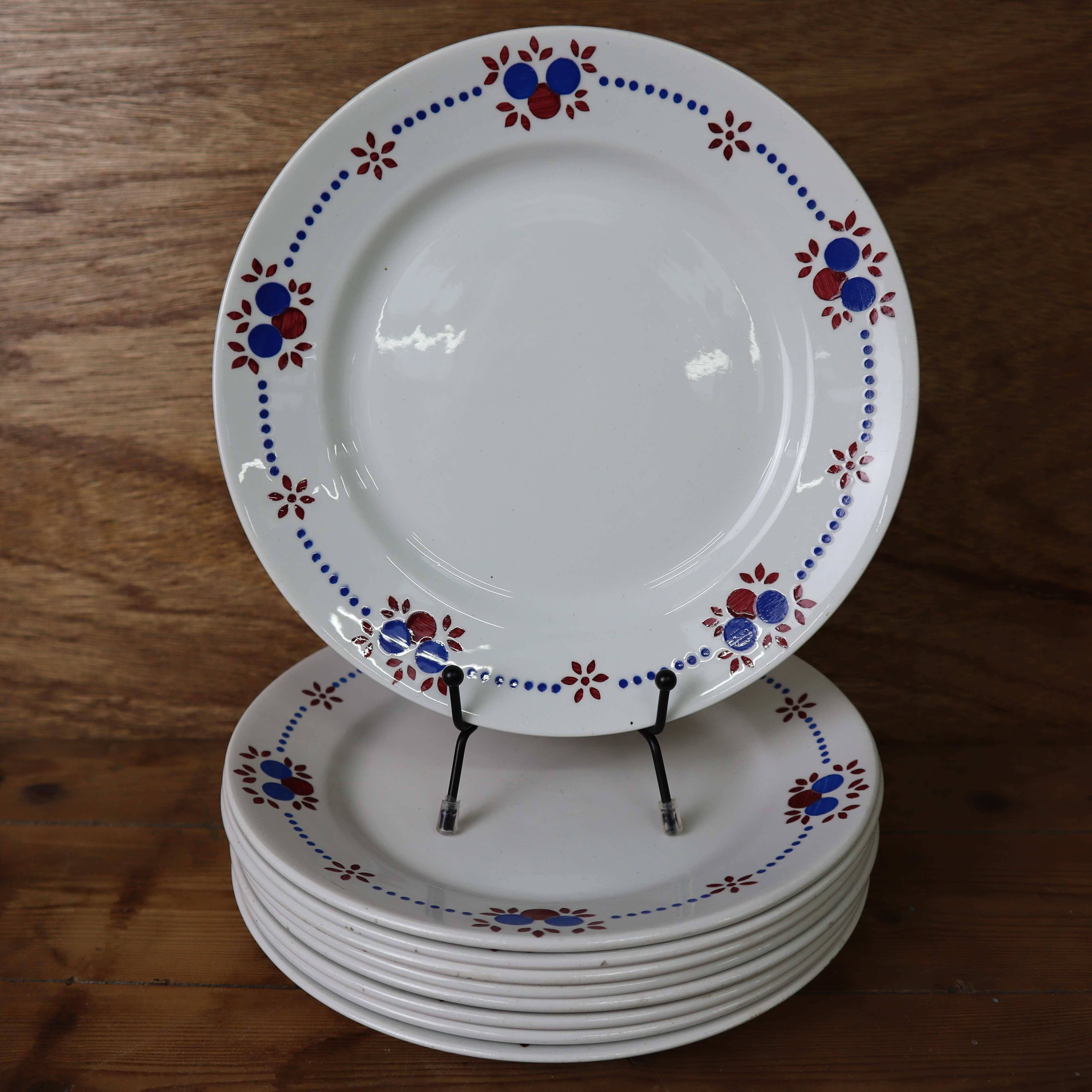 9 Old VF Paris flat plates 'pommettes'