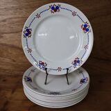 9 Assiettes plate anciennes VF Paris 'pommettes'