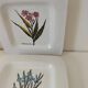 Set of three square plates from Deruta signed MARI E.C., botanical decoration 962.21