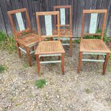 Table and chairs art deco wood and pastel