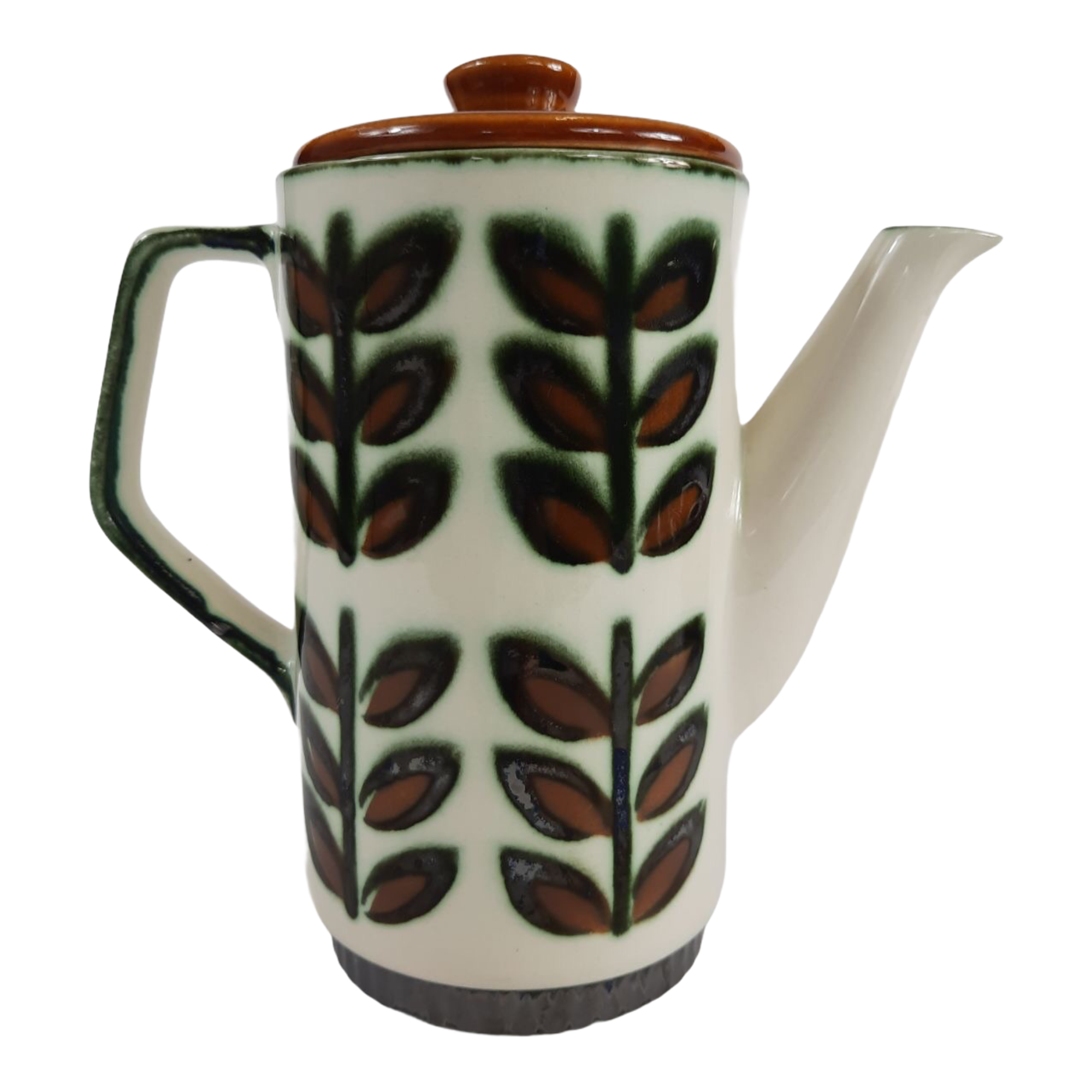 Tea service for Six vintage boch pattern brown, white and green