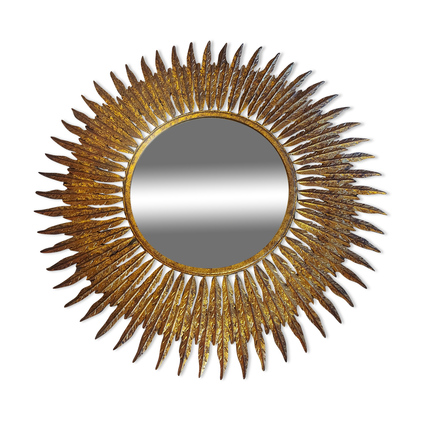 Miroir soleil en métal doré 62cm