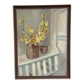 Original Swedish Oil On Panel – “Yellow Flowers” By Gustaf Råberg