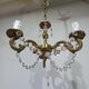 3-light bronze and crystal chandelier