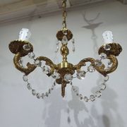 Lustre 3 lumières bronze et cristal