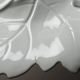 Large celadon porcelain vine leaf bowl by L. Michelaud, vintage Limoges