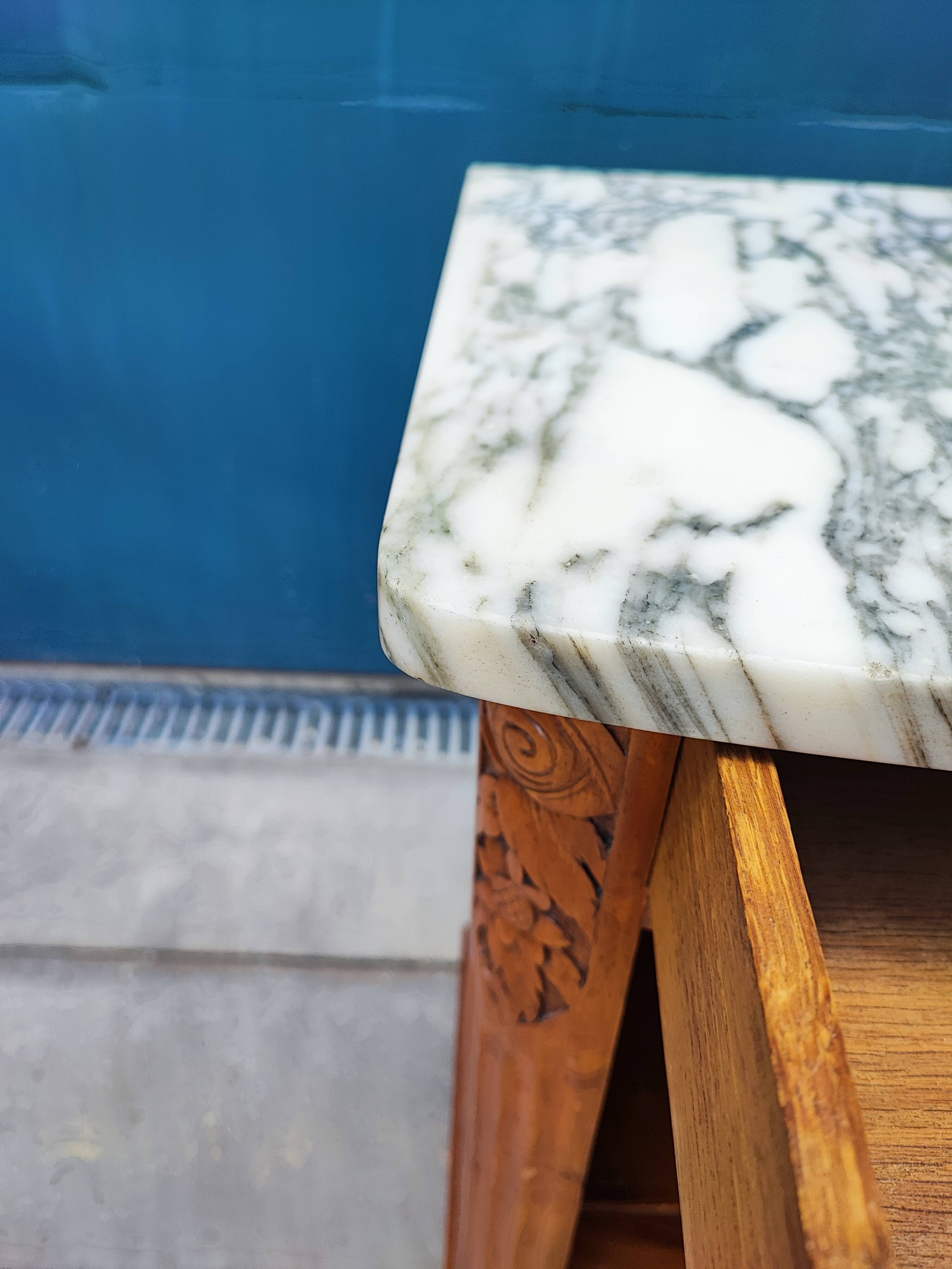 Bedside table marble top art-deco style