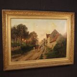 French signed landscape painting oil on canvas dated 1899