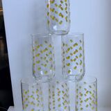 Set of 6 glasses with yellow weights made in france 70s