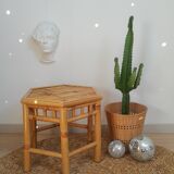 Hexagonal bamboo side table - vintage