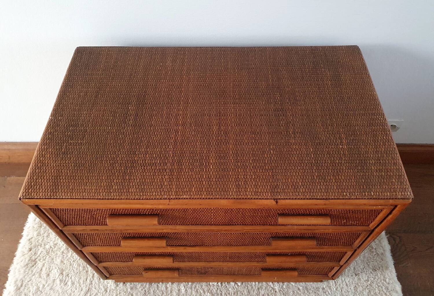 Vintage rattan chest of drawers 4 drawers