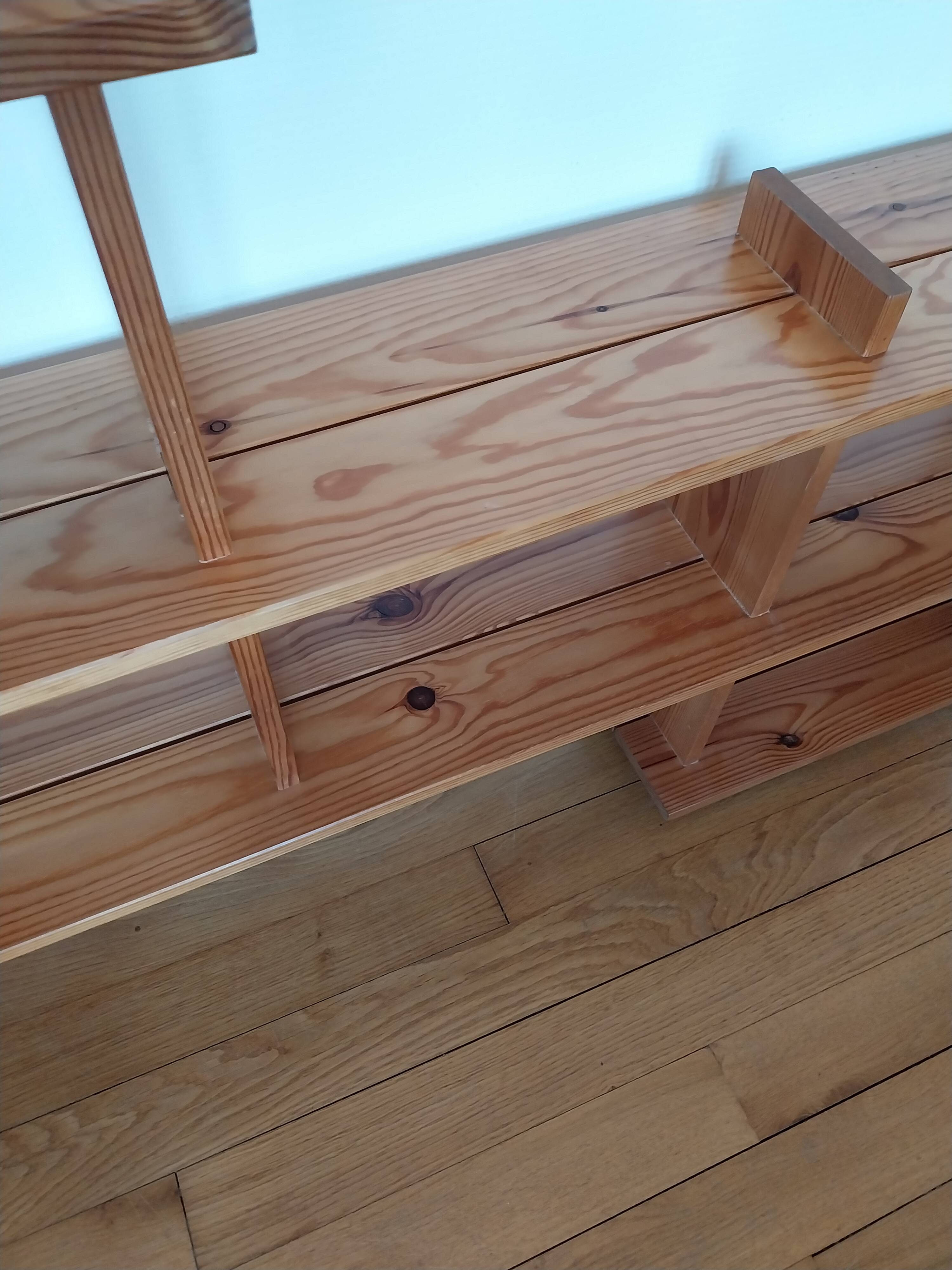 Vintage pine shelves in the style of Maison Regain.