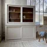 Library showcase ivory white sliding doors