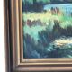 Grande peinture à l'huile vintage originale de paysage fluvial, vers 1960.