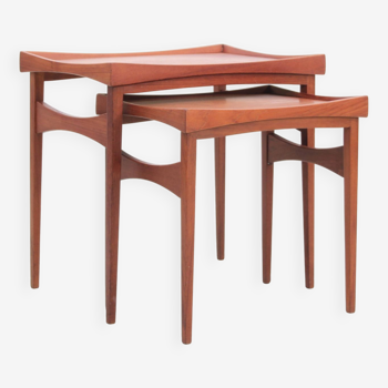 2 Scandinavian teak side tables with removable top