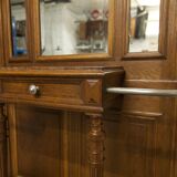 Vestiaire Napoléon III en noyer fin 19e, 3 miroirs, marbre, 8 patères