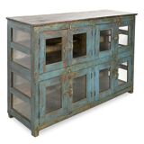 Glazed sideboard in patinated solid wood