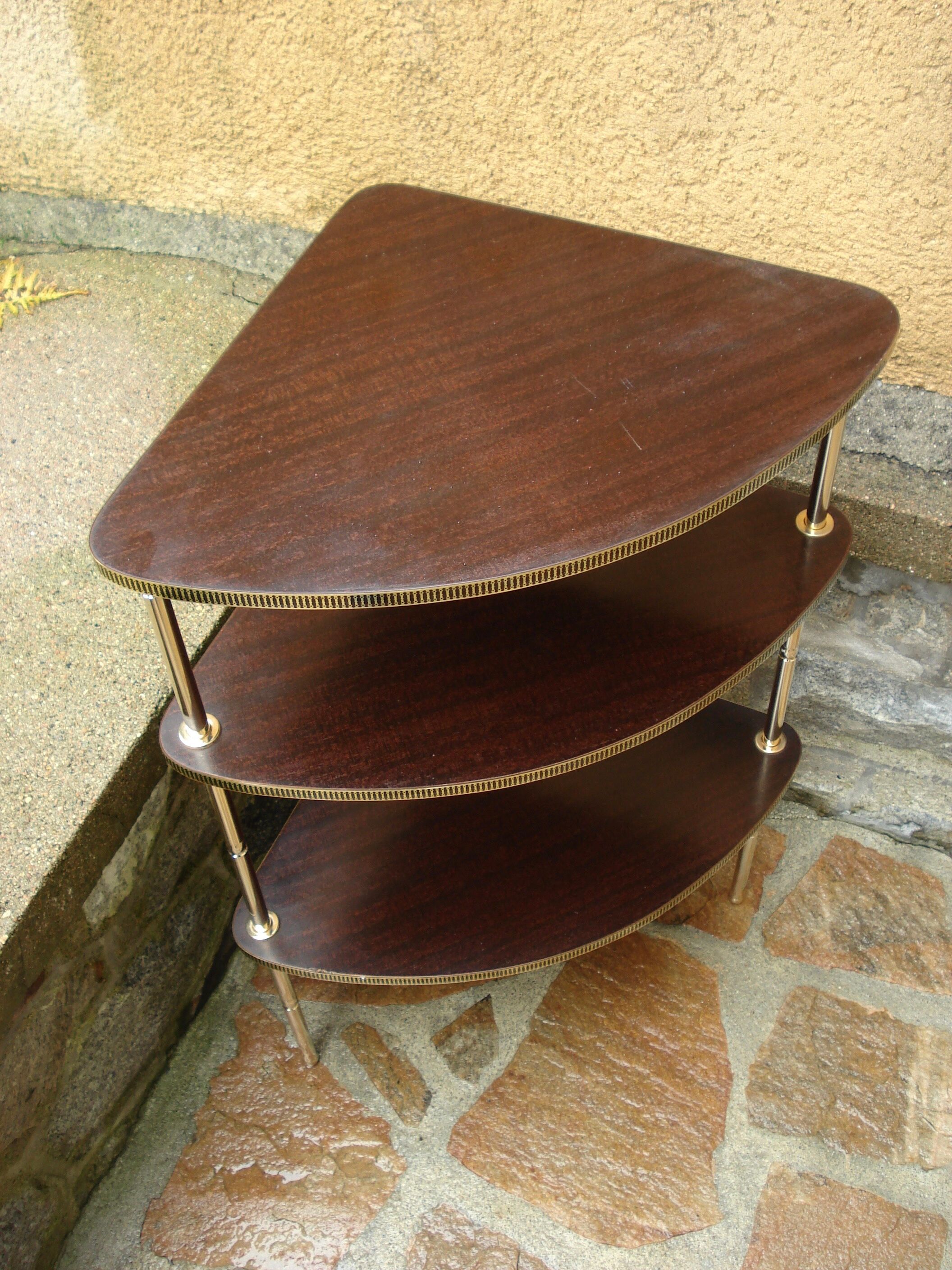 Vintage corner shelf 1960 formica 3 trays